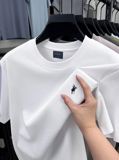High end brand men's T-shirt 2025summer designer new pony embroidery casual skin friendly breathable round neck short sleeve top - Ellianto fashion Men's