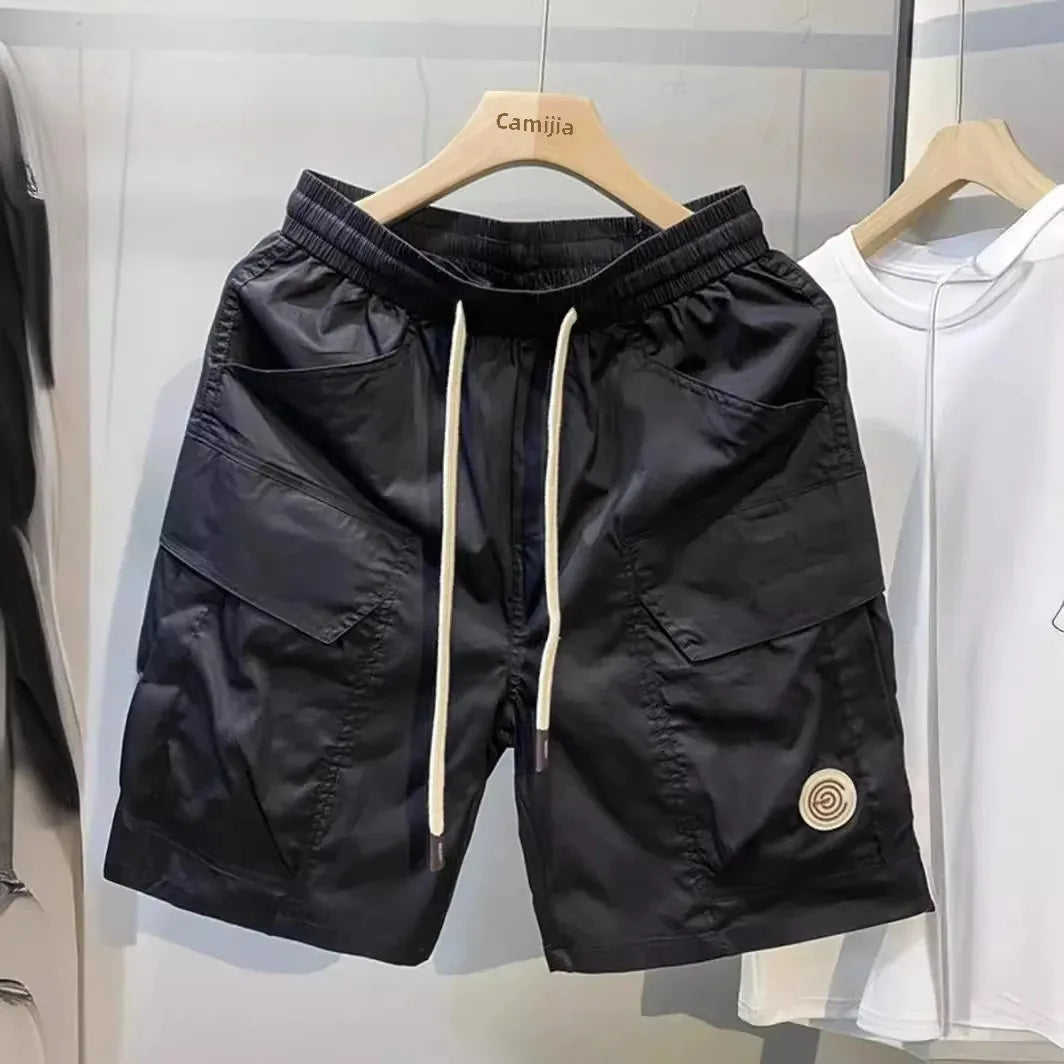 2025 Summer New Men's Workwear Thin Shorts Trendy Elastic Waist Straight-Leg Casual Pants Versatile For Various Occasions - Ellianto fashion Men's