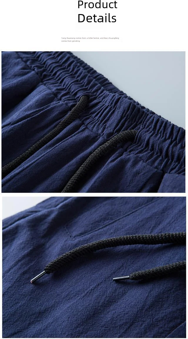 Autumn Men's Linen Casual Pants Loose-fit Trendy Bloomers - Ellianto fashion Men's