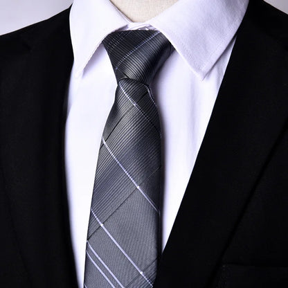 NEW Paisley Zipper Ties for Men 7CM Skinny Neck Tie Solid Striped Neckties Men's Automatic Zipper Tie Blue Lazy Ties - Ellianto fashion Men's