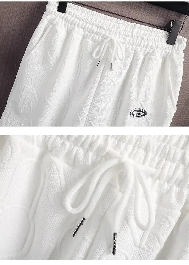 Summer Fashionable Korean Style Men's Short Sleeve Suit Versatile Waist Checked Five-point Shorts T-shirt Set Casual Wear - Ellianto fashion Men's