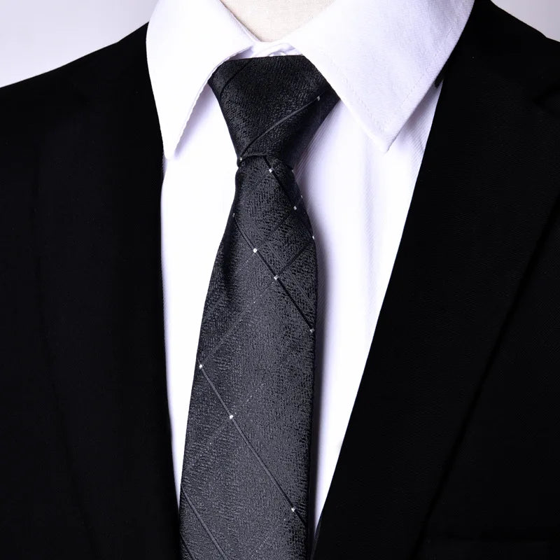 NEW Paisley Zipper Ties for Men 7CM Skinny Neck Tie Solid Striped Neckties Men's Automatic Zipper Tie Blue Lazy Ties - Ellianto fashion Men's