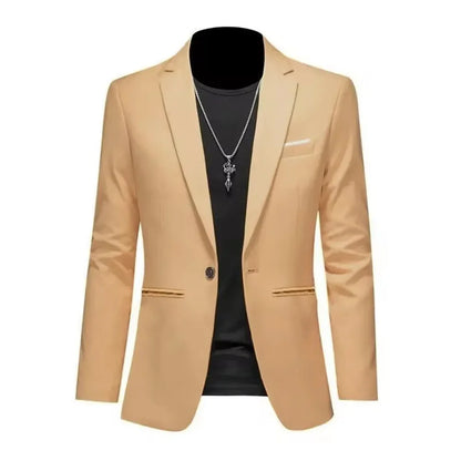 Men's Trendy Leisure Boutique Suit Jacket Autumn Casual Business Slim Fit Non-ironing Single Button Suit Solid Formal Blouse - Ellianto fashion Men's