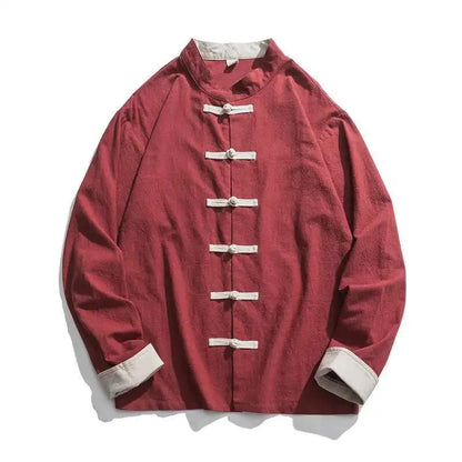 Mens Traditional Chinese Clothing Spring Autumn Solid Tang Suit Men Kung Fu Tai Chi Master Costume Male Tops Jackets Gift - Ellianto fashion Men's