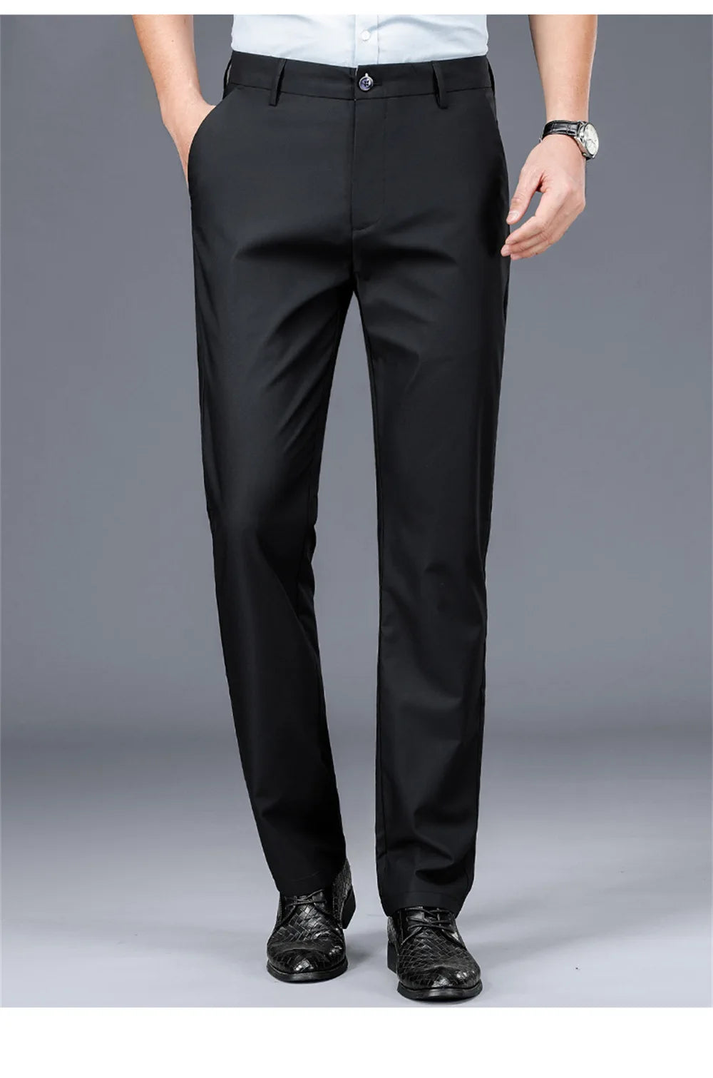 Men's casual pants business formal trousers men's summer thin straight leg loose middle-aged men's pants ice silk pants - Ellianto fashion Men's