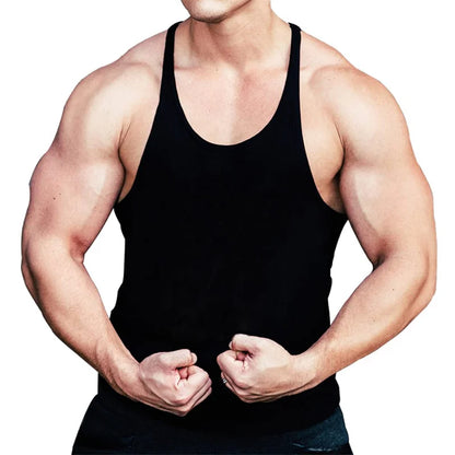 Men's Basic Solid Color Cotton Tank Tops Sleeveless Y-Back Vest Gym Muscle Training Athletic Workout Undershirt Activewear - Ellianto fashion Men's