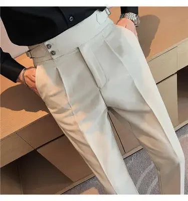 British Style Business Formal Trousers For Men Autumn Trendy Slims Smooths Your Silhouette Casual Pants Solid Color - Ellianto fashion Men's