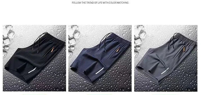 Summer Men Shorts Ice Silk Running Gym Sport Shorts Quick Dry Breathable Beach Short Pant Fitness Jogging Cool Casual Sportswear 2025 - Ellianto fashion Men's