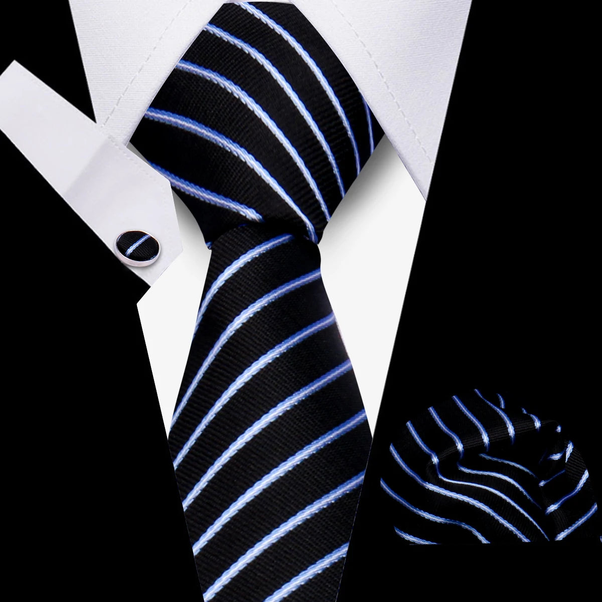 Tie Men Business Necktie Set Classic Plaid Cufflinks Handkerchief For Suit Wedding High Quality 3pcs Ties Sets Formal Gravata - Ellianto fashion Men's