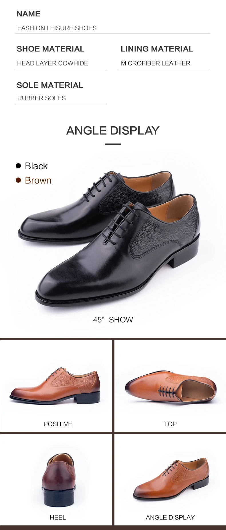 Formal Men's Shoes Fashion Style Men Italian Shoe High Quality Dress Oxfords Handmade Office Party Genuine Leather Business Shoe - Ellianto fashion Men's