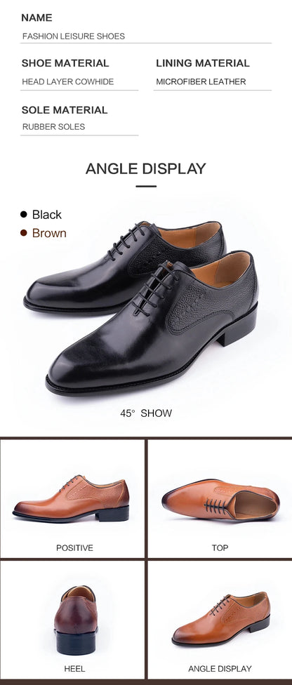 Formal Men's Shoes Fashion Style Men Italian Shoe High Quality Dress Oxfords Handmade Office Party Genuine Leather Business Shoe - Ellianto fashion Men's