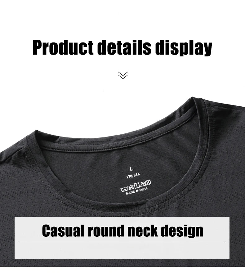 CHRLCK Plus Size Summer Ice Silk Short Sleeve T-Shirt Men's Loose Thin Sports T-shirt For Seniors Outdoor Fitness Casual T-shirt - Ellianto fashion Men's