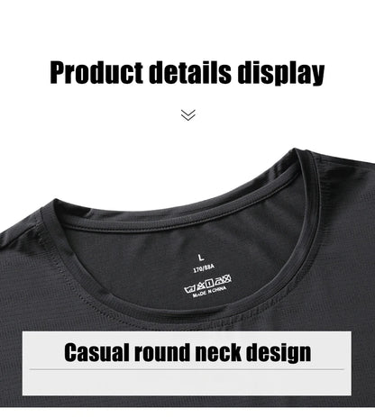 CHRLCK Plus Size Summer Ice Silk Short Sleeve T-Shirt Men's Loose Thin Sports T-shirt For Seniors Outdoor Fitness Casual T-shirt - Ellianto fashion Men's