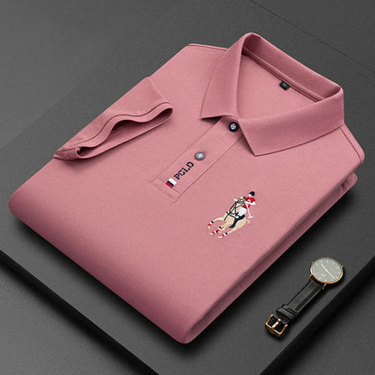Brand Embroidered Men's Pure Cotton Popsicle Cotton Short Sleeved Polo Shirt Summer New Business Casual Breathable Men's Top 4xl - Ellianto fashion Men's