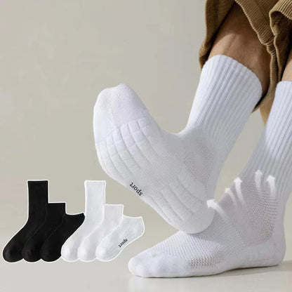 Men's Thick Bottom Sweat Absorbing and Breathable Sports Socks with Bottom Cushion for Running Professional Sports Men's Socks - Ellianto fashion Men's