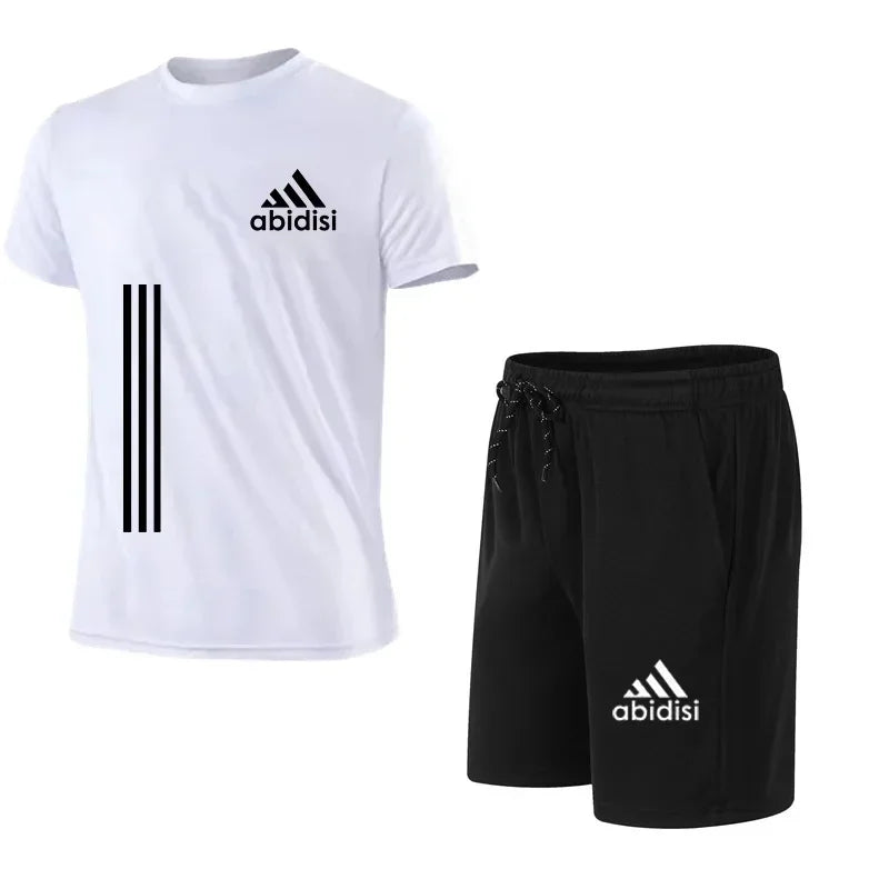 2025 The latest brand men's T-shirt set Fashion casual T-shirt men's summer men's running set - Ellianto fashion Men's