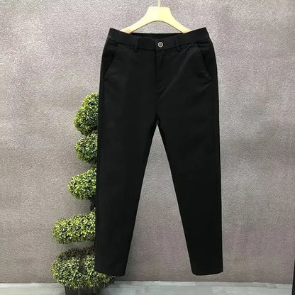 Men's Casual Trousers Summer Trendy Thin Cotton Small Straight-leg Pants Business Cropped Pants New Style - Ellianto fashion Men's