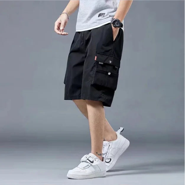 Workwear shorts, men's multiple pockets, medium shorts, summer thin loose cropped pants - Ellianto fashion Men's
