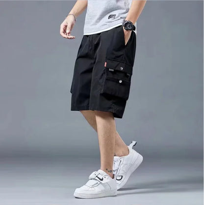 Workwear shorts, men's multiple pockets, medium shorts, summer thin loose cropped pants - Ellianto fashion Men's