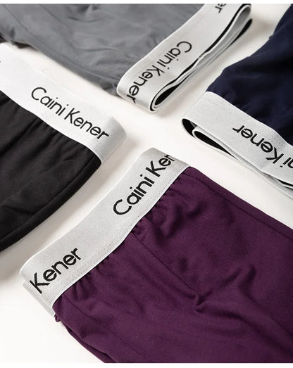 5Pcs/Men's Shorts Brand Underwear Fashion Trend Sexy Boxer Breathable Soft Boxers Men Classic Black Solid Color Underwear Men - Ellianto fashion Men's