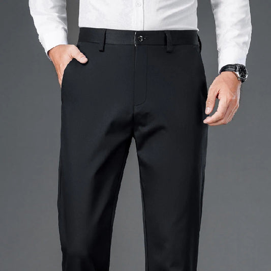 Men's smart casual pants elastic sports, men's quick drying pants spring and autumn straight leg office black work pants - Ellianto fashion Men's