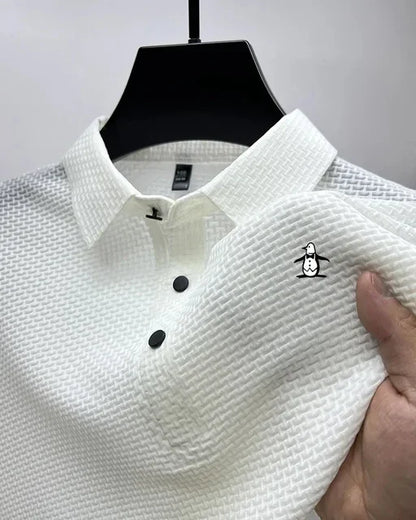 Men's Solid Color Polo Shirt Summer New Casual Fashion Business Lapel T-shirt Breathable Cool Men's Short-sleeved Top - Ellianto fashion Men's