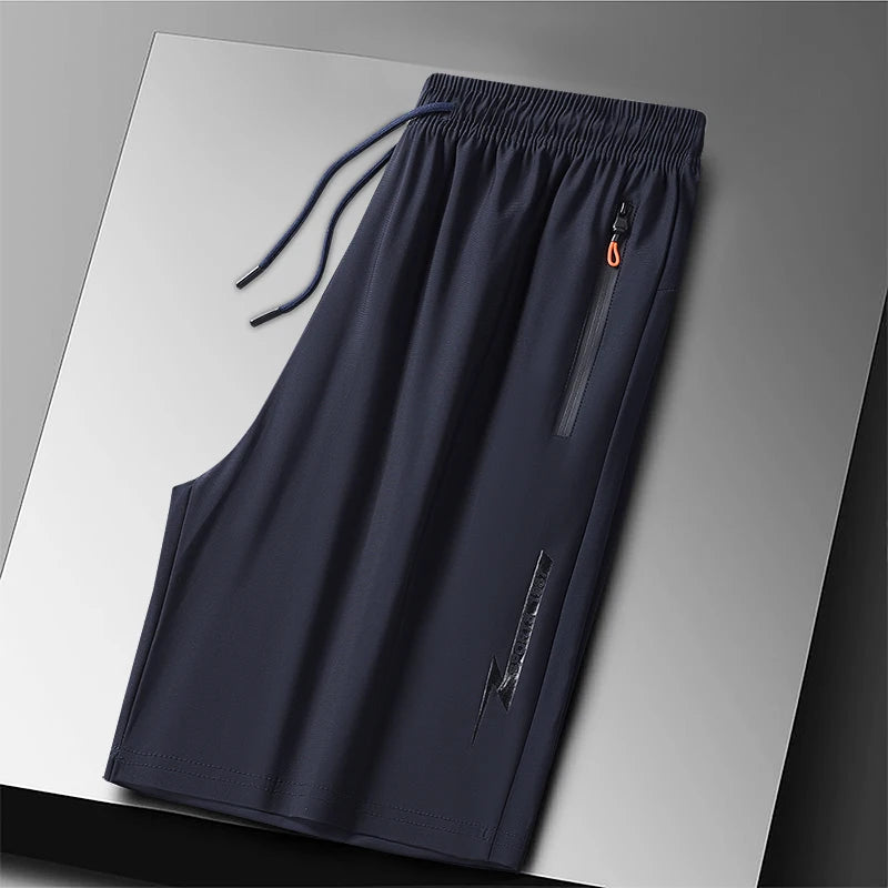 Plus Size Sport Shorts 8XL Track Shorts Running Shorts Breathable Ice Silk Man Quick Dry Outdoor Drawstring with Zipper Pocket - Ellianto fashion Men's