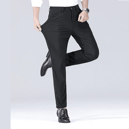 Men's smart casual pants elastic sports, men's quick drying pants spring and autumn straight leg office black work pants - Ellianto fashion Men's