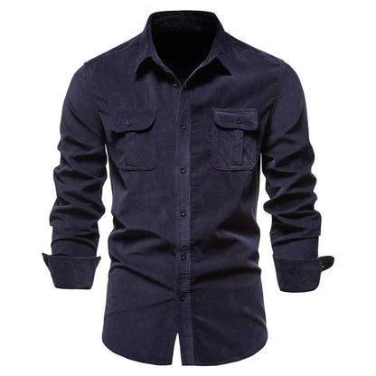 Men's Business Casual Long Sleeve Cotton Velvet Shirt Slim Fit Autumn Wear Comfortable Breathable Fashionable New Style Shirt - Ellianto fashion Men's