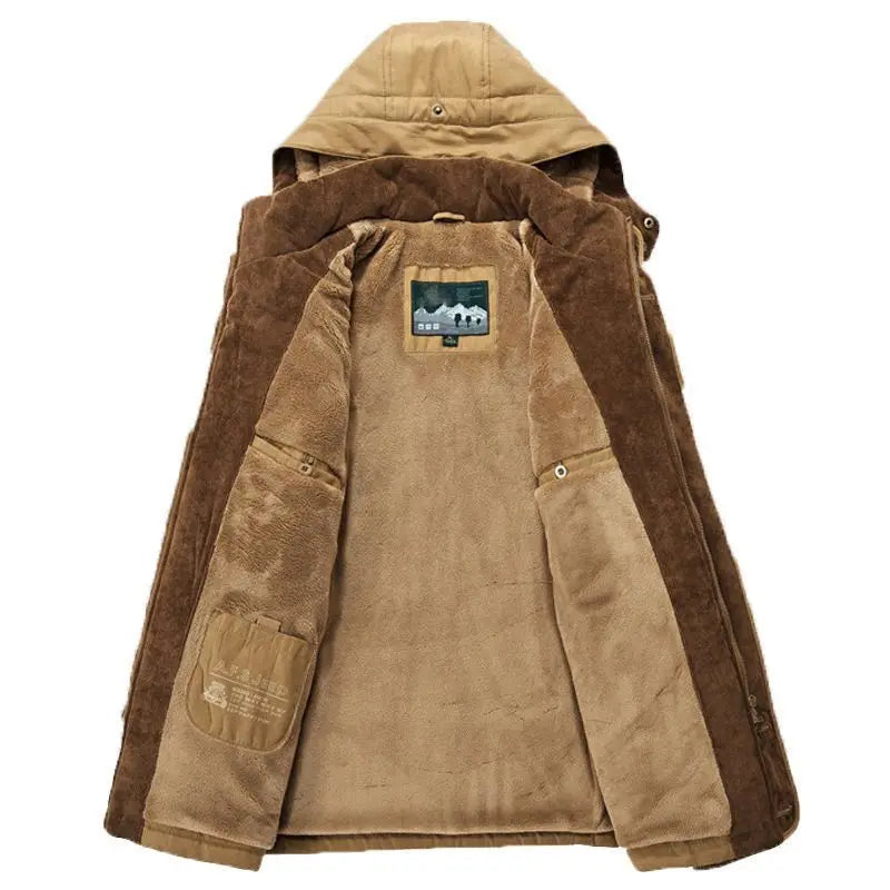 Windbreake Hooded Jacket Tactical Fleece Military Thermal Coats Mens Jacket Outwear Windbreaker Plus Velvet Winter Warm Men - Ellianto fashion Men's