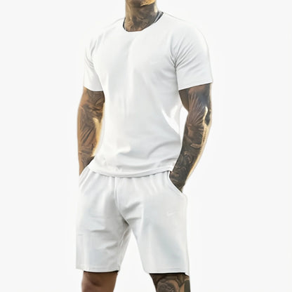 2025 summer new men's printed short-sleeved T-shirt + shorts suit, casual sportswear, breathable outdoor casual men's T-shirt, - Ellianto fashion Men's