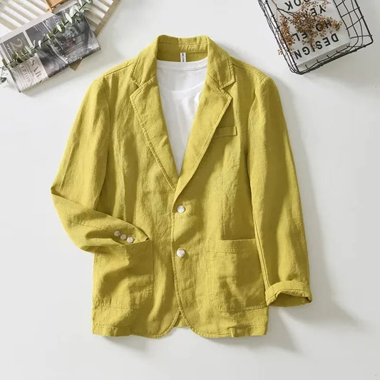 Man Blazer Thin Linen Blazer Mens Summer White Single Suit For Men Cotton Sunscreen Blazer Jacket Men Slim Fit Casual 2025 New - Ellianto fashion Men's