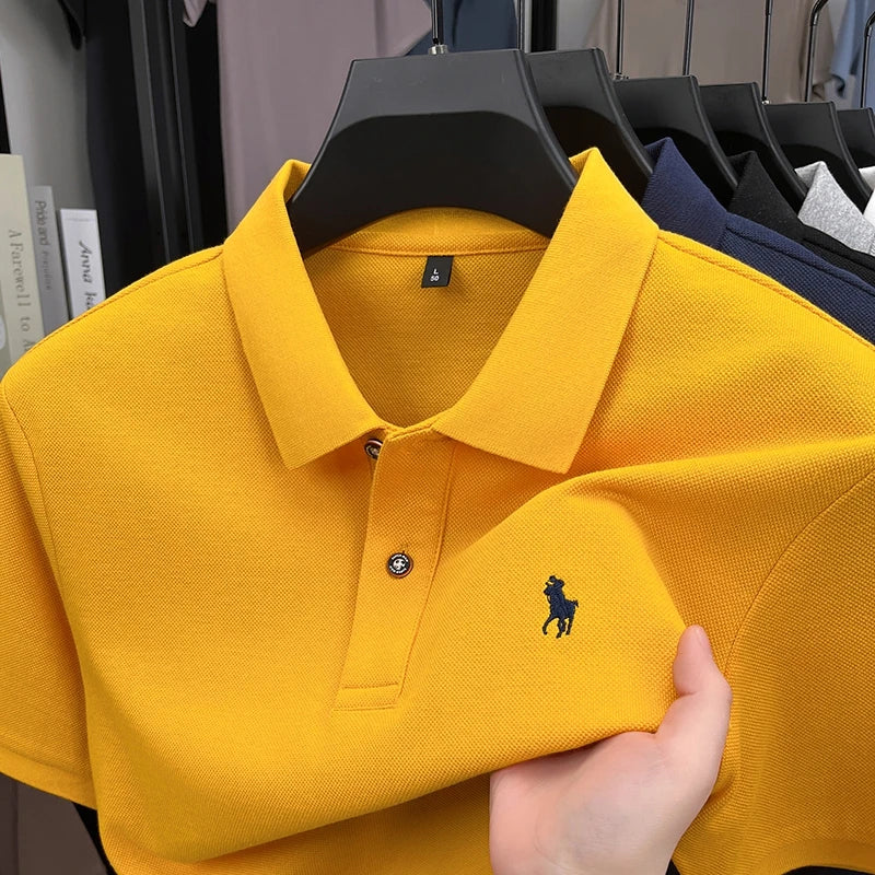 Premium Brand Luxury Men's Polo Shirt Lapel Horse Embroid Short Sleeve 100Cotton T-Shirt British Fashion Summer New Golf Men Top - Ellianto fashion Men's