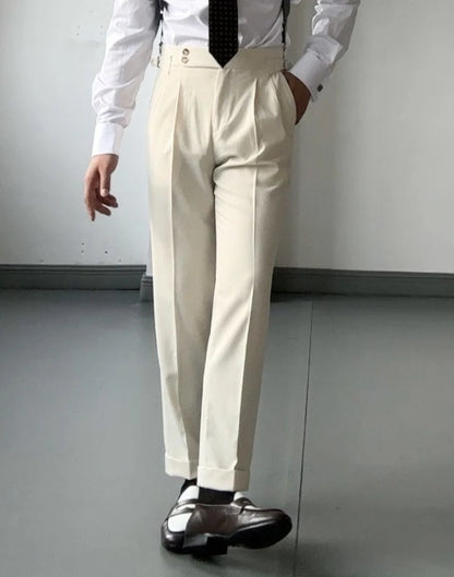 High Waist Slim Fit Business Man Suits Pants Summer 2025 Cheap Elegant Fashion Homme Up Straight Suit Trousers for Men - Ellianto fashion Men's