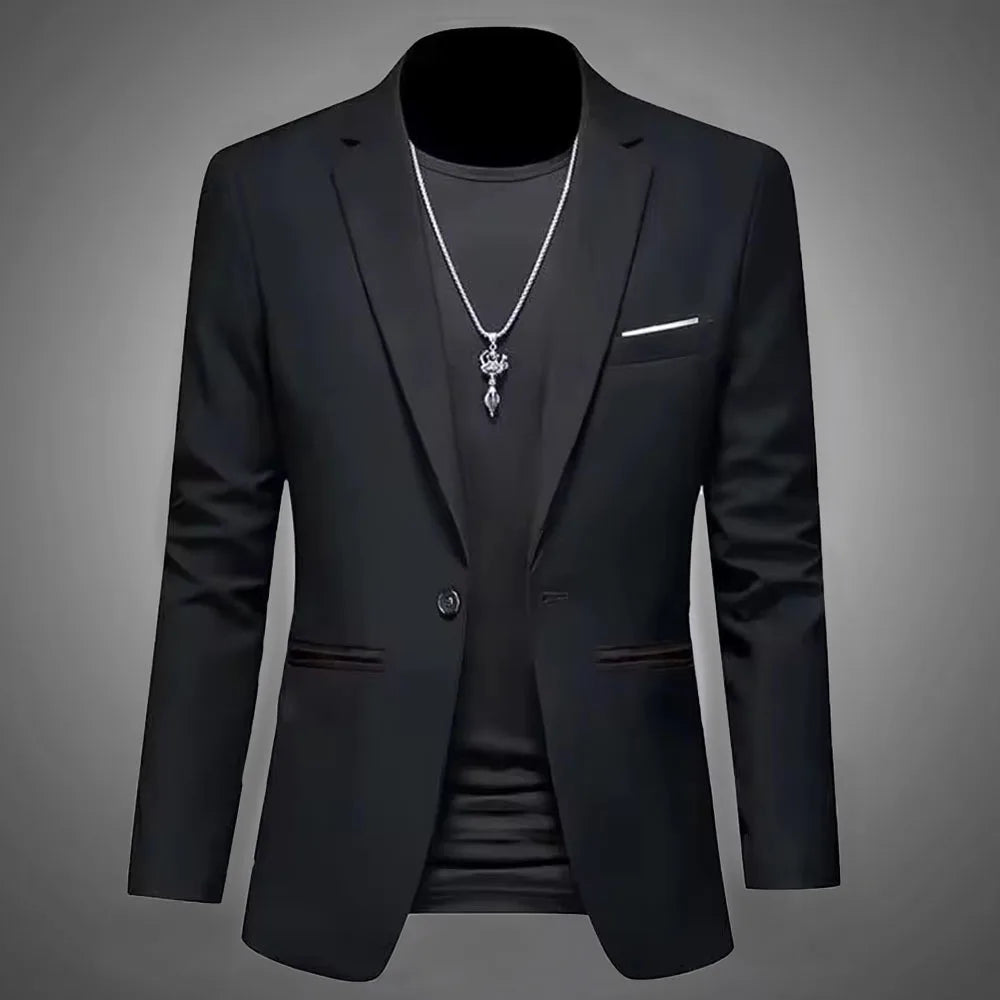 Men's Trendy Leisure Boutique Suit Jacket Autumn Casual Business Slim Fit Non-ironing Single Button Suit Solid Formal Blouse - Ellianto fashion Men's