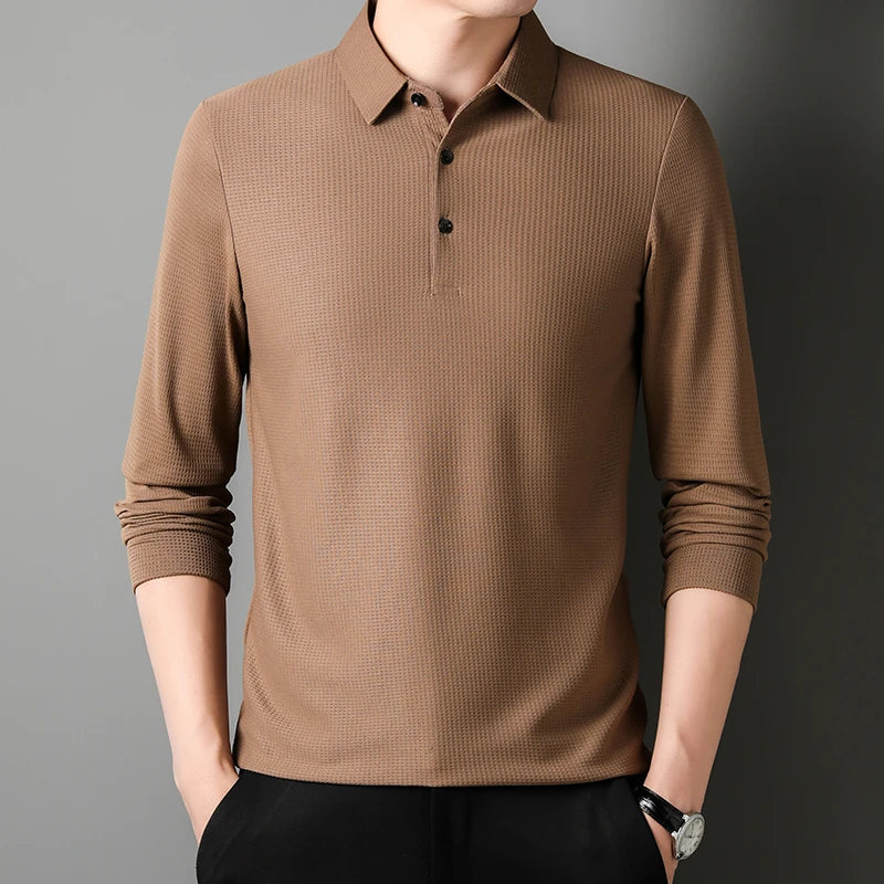 Men's Business Casual Polo Long Sleeve T-shirt Summer Comfortable Top - Ellianto fashion Men's