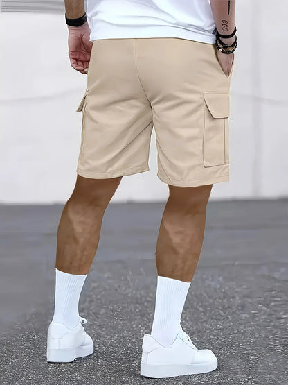 Men's work shorts; summer comfort; multi-pocket; outdoor leisure sport beach pants; elastic waistband - Ellianto fashion Men's