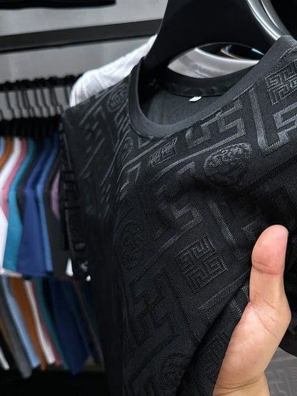 Fashion new brand ice silk breathable short sleeved men's round neck top cool and comfortable T-shirt men's clothing 2025 summer - Ellianto fashion Men's