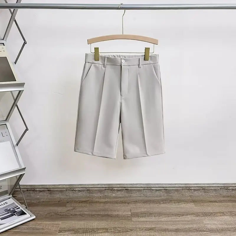 Summer Five-point Pants Short Men's Drape Fabric Casual 5 Points Mid Pants Wild Youth Loose White Suit Shorts Bermuda Masculina - Ellianto fashion Men's