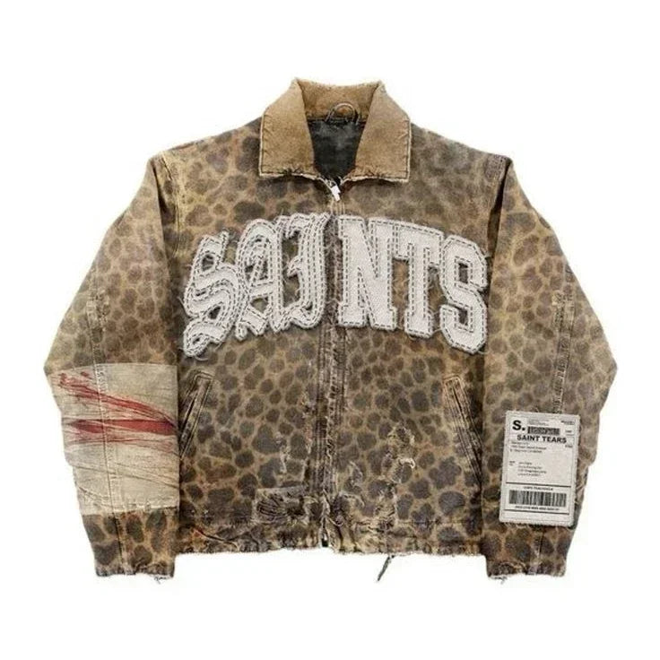 Streetwear Vintage Camouflage Jacket Y2K Clothes Men Women Hip Hop Alphabet Patch Embroidery Oversized Jackets Casual Rock Coats - Ellianto fashion Men's