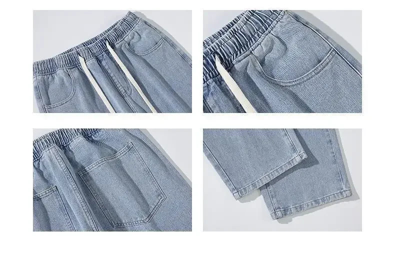 Loose Straight Leg Men's Jeans Summer Trendy Casual Versatile Handsome New Style Long Pants Clothing Matching - Ellianto fashion Men's