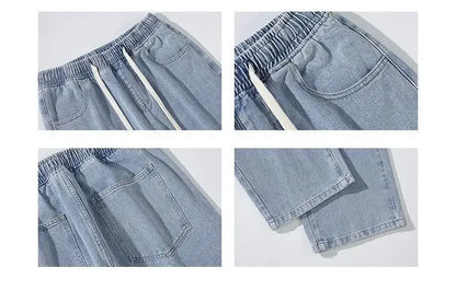 Loose Straight Leg Men's Jeans Summer Trendy Casual Versatile Handsome New Style Long Pants Clothing Matching - Ellianto fashion Men's