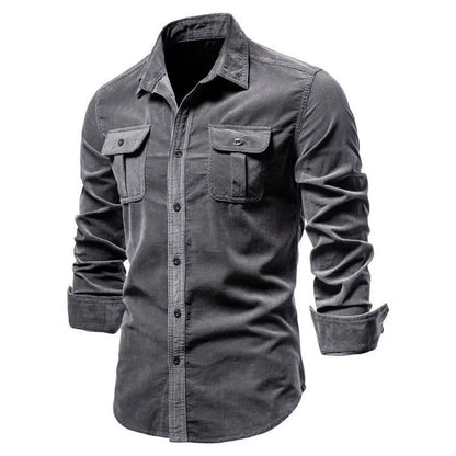 Men's Business Casual Long Sleeve Cotton Velvet Shirt Slim Fit Autumn Wear Comfortable Breathable Fashionable New Style Shirt - Ellianto fashion Men's