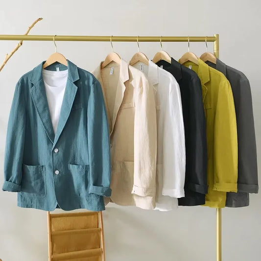 Man Blazer Thin Linen Blazer Mens Summer White Single Suit For Men Cotton Sunscreen Blazer Jacket Men Slim Fit Casual 2025 New - Ellianto fashion Men's