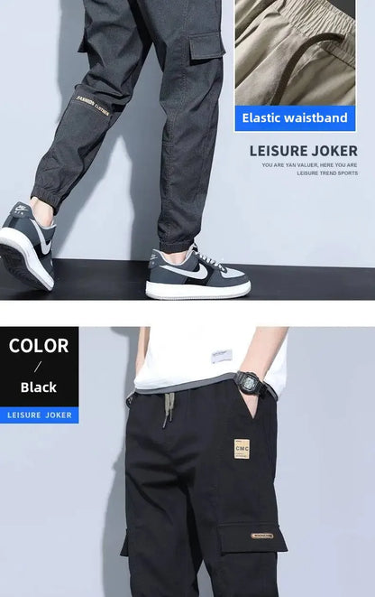 Summer Thin Men's Harajuku Cargo Pants Loose-Fit Sports Trendy Versatile Ankle-Length Casual Trousers - Ellianto fashion Men's