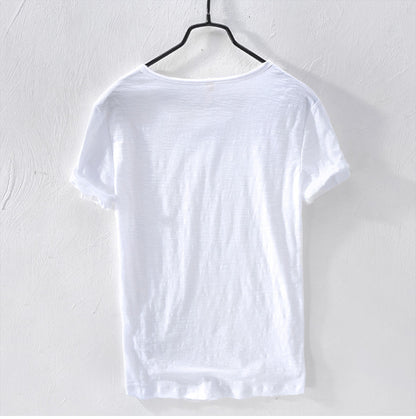 New Mens T Shirt Pure Color V Collar Short Sleeved Tops Tees Men T-Shirt 10colors slim Man T-Shirts Fitness For Male Clothes - Ellianto fashion Men's