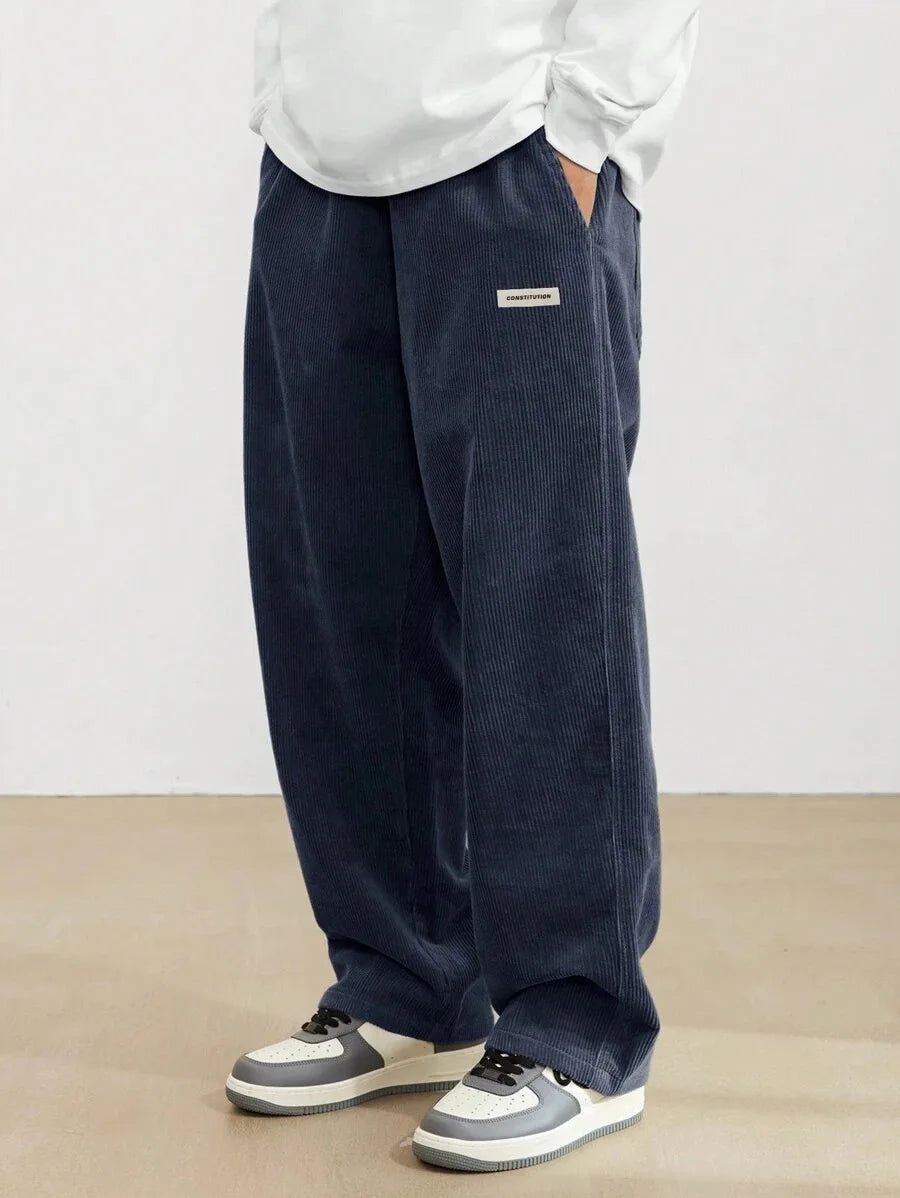 Corduroy pants men clothing Sweatpants Loose-Fit Casual Pants man baggy hosen Regular Length Trousers men cargo pants women - Ellianto fashion Men's
