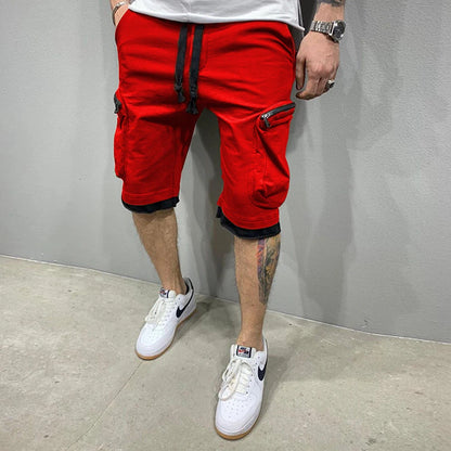 Mens Summer Cargo Shorts Cotton Workout Fitness Shorts Breathable Jogger Training Gyms Bodybuilding Multi Pocket Yellow Shorts - Ellianto fashion Men's