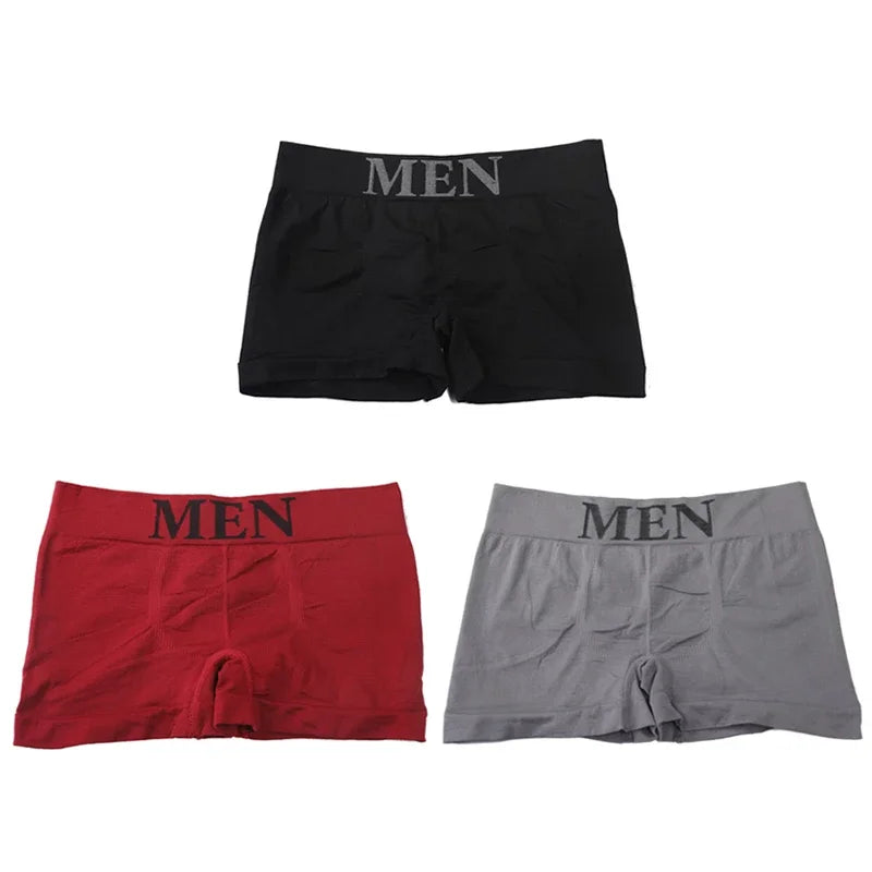 3Pcs/Lot Men's Panties Underwear Boxers Breathable Man Boxer Solid Underpants Comfortable Male Brand Shorts Black Blue Underwear - Ellianto fashion Men's