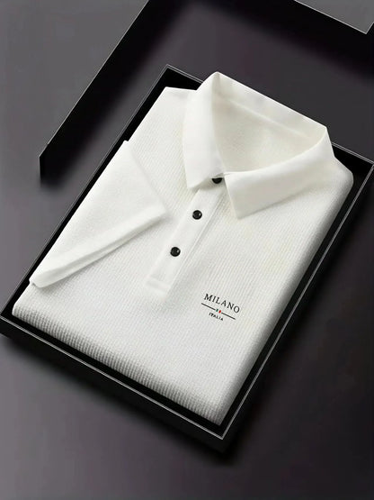 Men's Polo shirt, summer thin lapel short-sleeved, fashionable printed S314MILANO youth casual versatile top - Ellianto fashion Men's